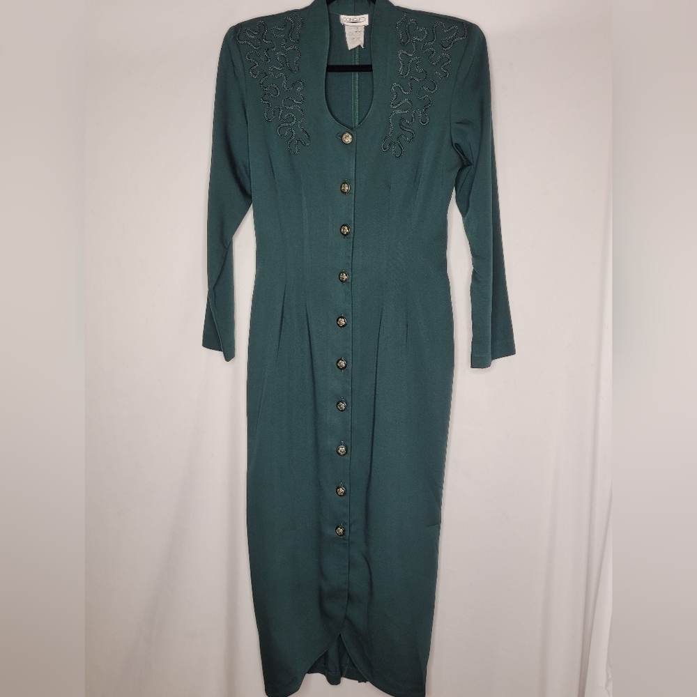 Concepts Vintage 90's Long Sleeve Full Button Front Midi Dress - Size S